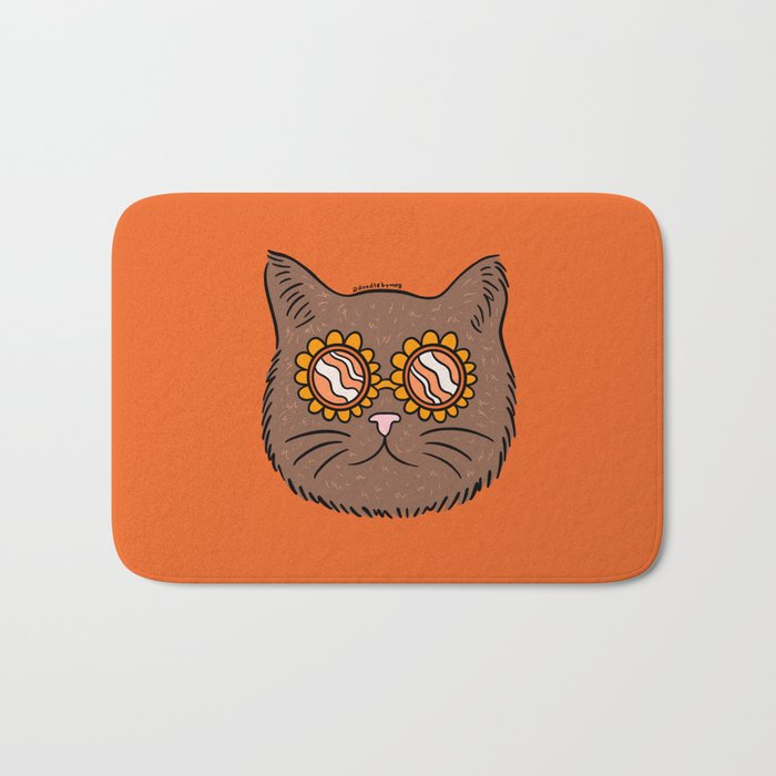 Brown Groovy Cat Bath Mat Gallery Image 1