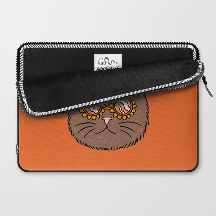 Brown Groovy Cat Laptop Sleeve Gallery Image 2