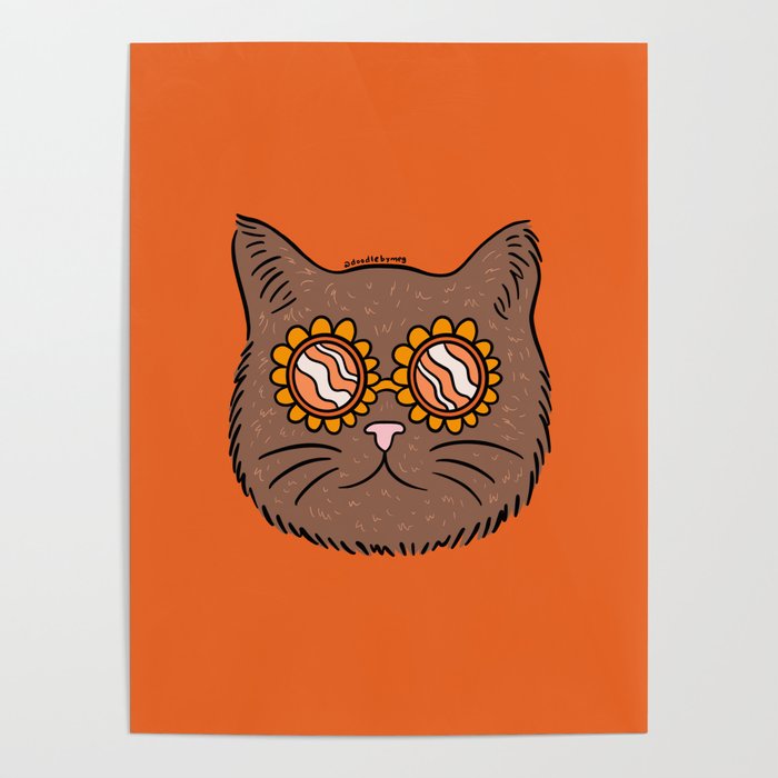 Brown Groovy Cat Poster Gallery Image 4