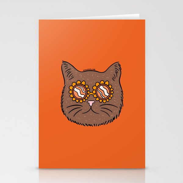 Brown Groovy Cat Stationery Card Gallery Image 1