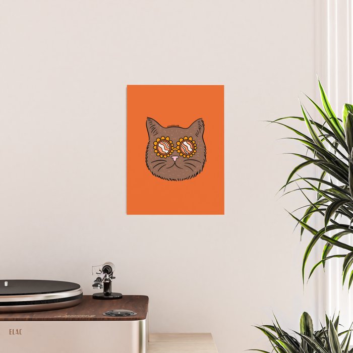 Brown Groovy Cat Poster Gallery Image 2