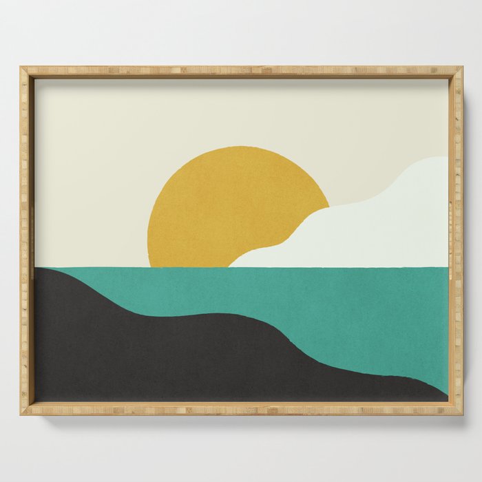 Sunny Island - Gold Green Serving Tray Gallery Image 1