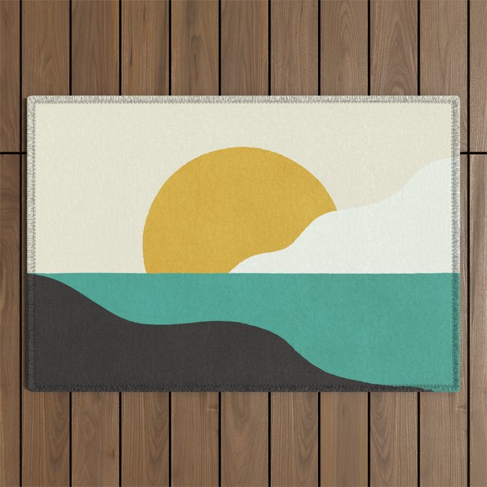 Sunny Island - Gold Green Outdoor Rug Gallery Image 1