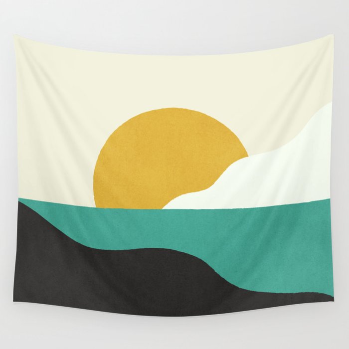 Sunny Island - Gold Green Wall Tapestry Gallery Image 4