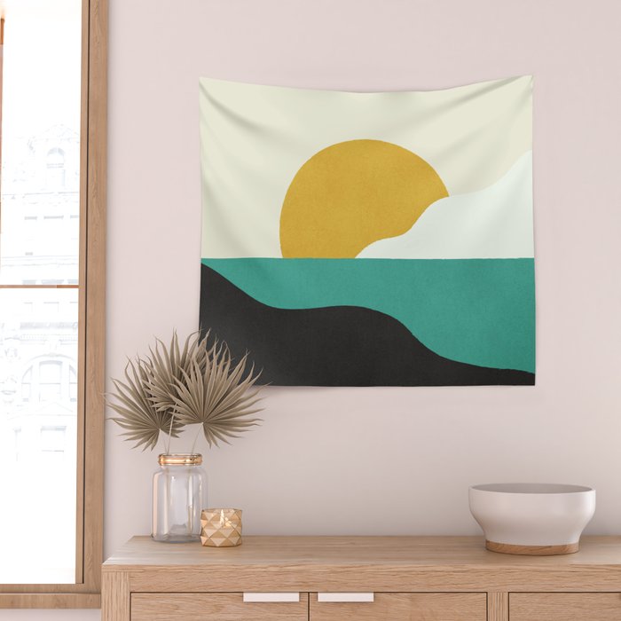 Sunny Island - Gold Green Wall Tapestry Gallery Image 2