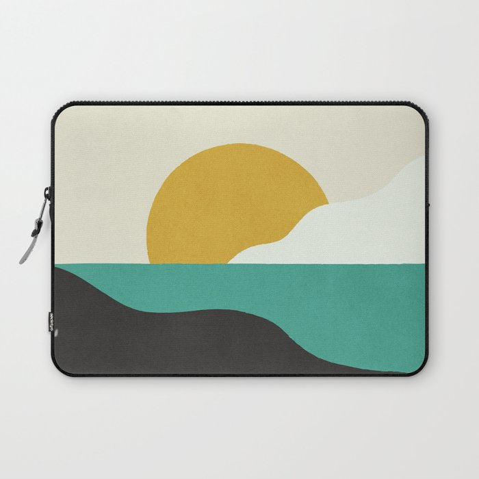 Sunny Island - Gold Green Laptop Sleeve Gallery Image 1