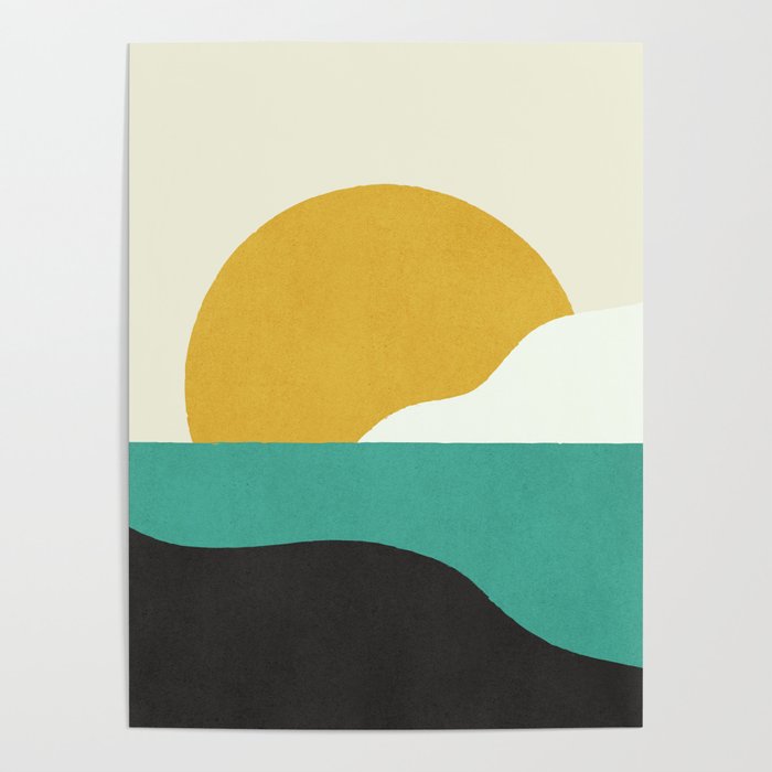 Sunny Island - Gold Green Poster Gallery Image 1