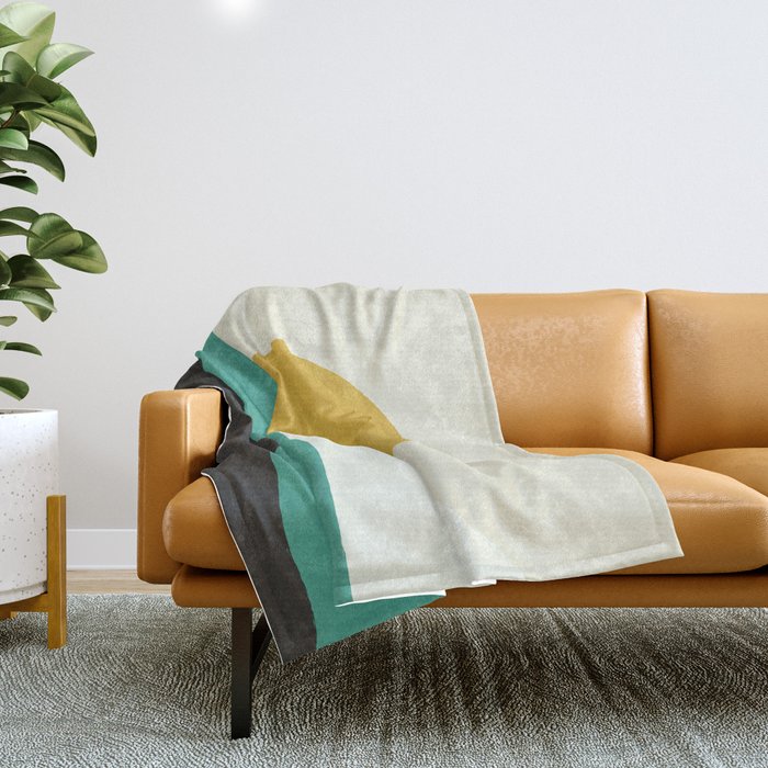 Sunny Island - Gold Green Throw Blanket Gallery Image 1
