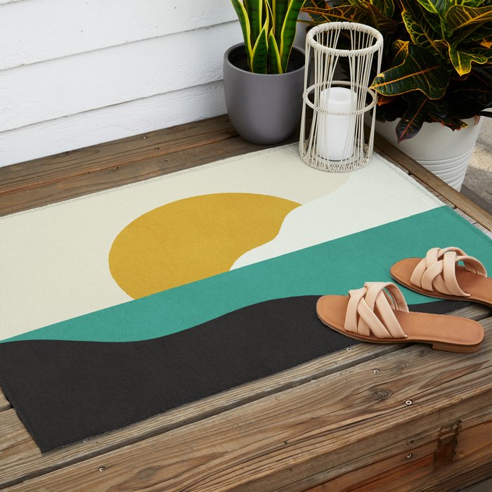 Sunny Island - Gold Green Outdoor Rug Gallery Image 2