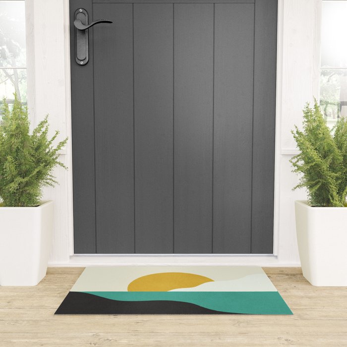 Sunny Island - Gold Green Welcome Mat Gallery Image 3