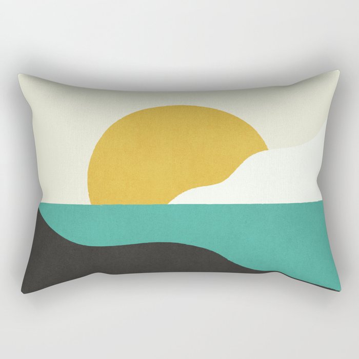 Sunny Island - Gold Green Rectangular Pillow Gallery Image 1