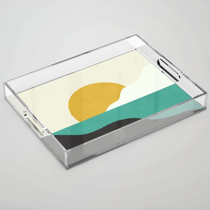 Sunny Island - Gold Green Acrylic Tray Gallery Image 1