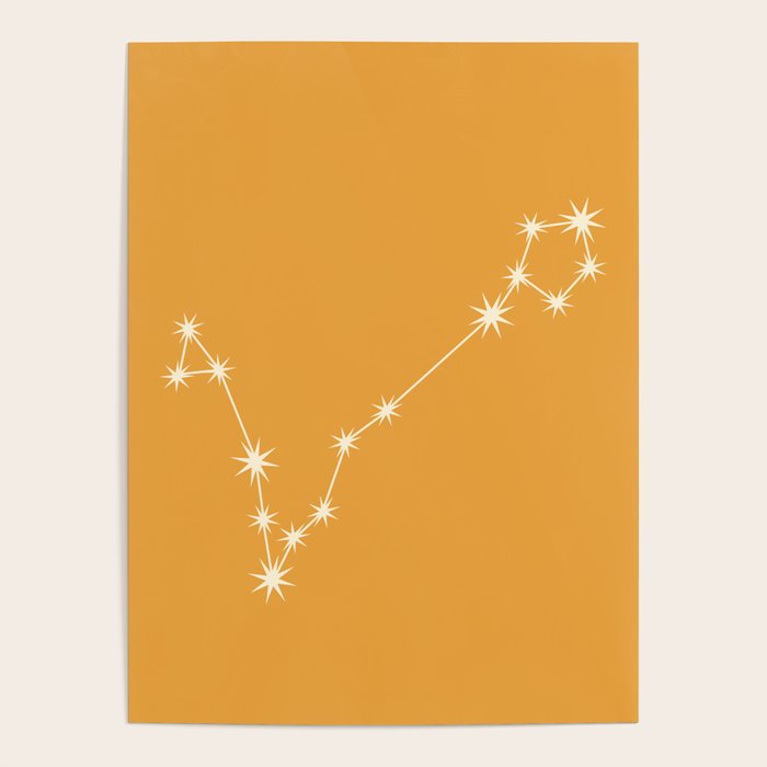 Pisces Zodiac Star Constellation Line Art Peach Orange Poster Gallery Image 4