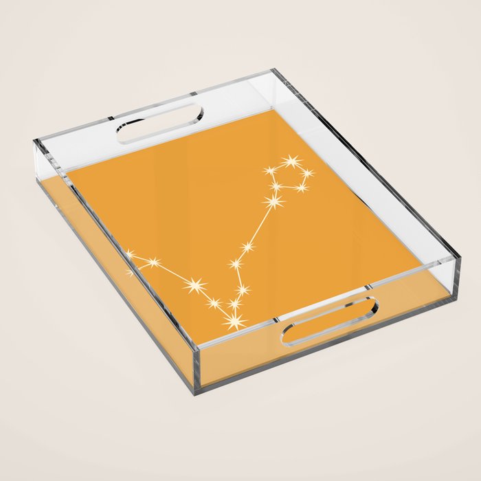 Pisces Zodiac Star Constellation Line Art Peach Orange Acrylic Tray Gallery Image 1