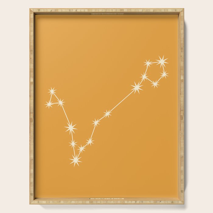Pisces Zodiac Star Constellation Line Art Peach Orange Serving Tray Gallery Image 1