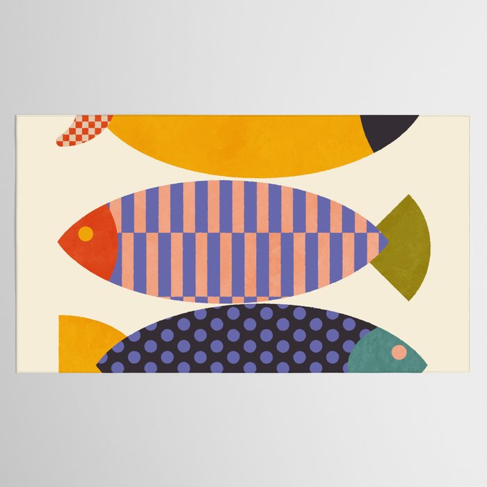 mid century abstract fishes Tablecloth Gallery Image 2