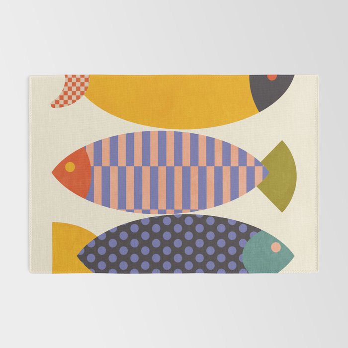 mid century abstract fishes Rug Gallery Image 2
