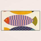 mid century abstract fishes Desk Mat Gallery Image 3