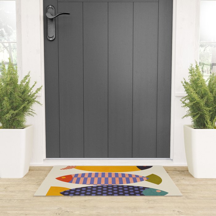 mid century abstract fishes Welcome Mat Gallery Image 3