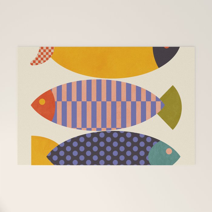 mid century abstract fishes Welcome Mat Gallery Image 1
