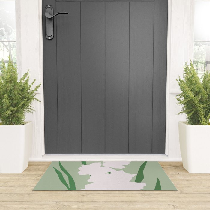 Porcelain pure white flower Welcome Mat Gallery Image 3