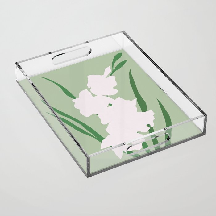 Porcelain pure white flower Acrylic Tray Gallery Image 1