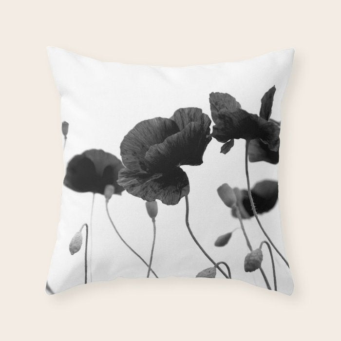 Poppy (black and white) Throw Pillow Gallery Image 6