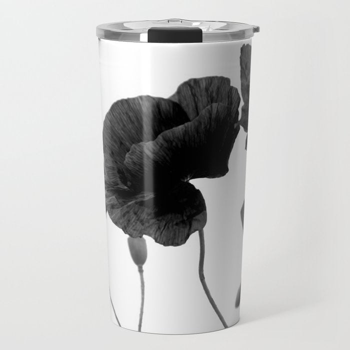 Poppy (black and white) Travel Mug Gallery Image 1