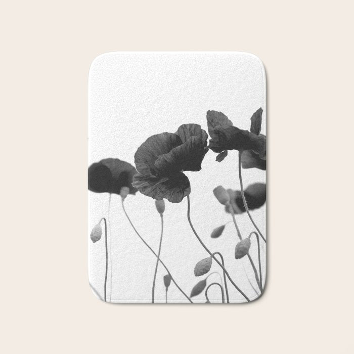 Poppy (black and white) Bath Mat Gallery Image 1