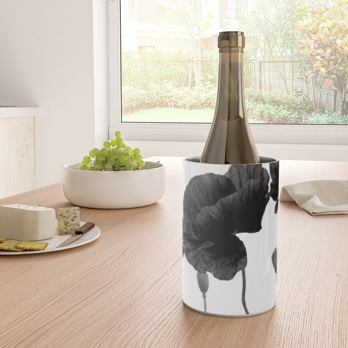 Poppy (black and white) Wine Chiller Gallery Image 4