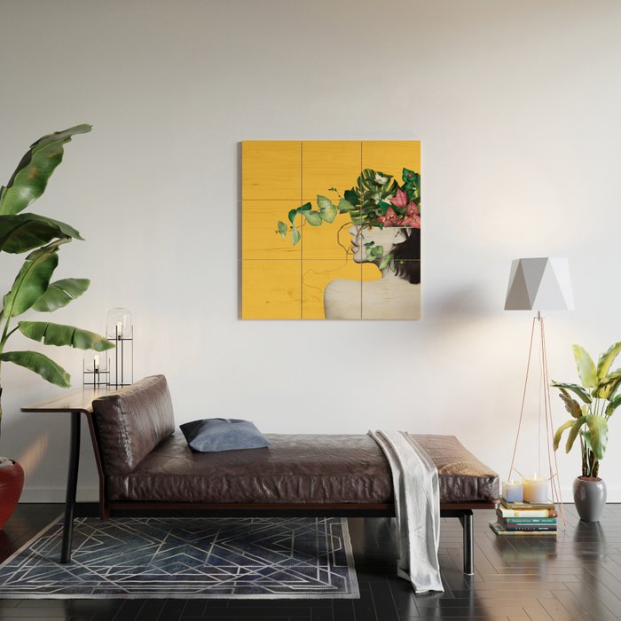 Lady Flowers Wood Wall Art Gallery Image 2