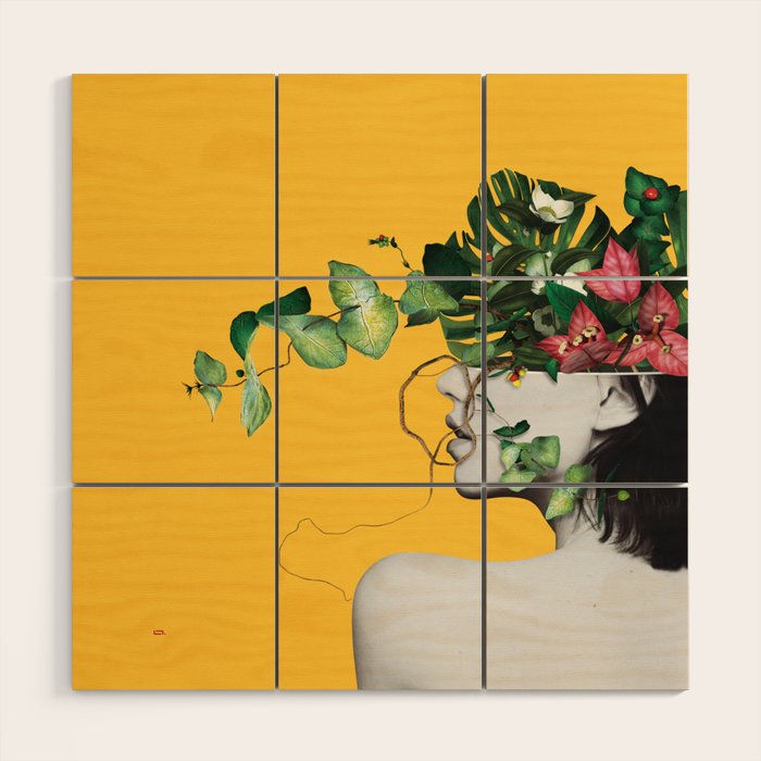 Lady Flowers Wood Wall Art Gallery Image 1