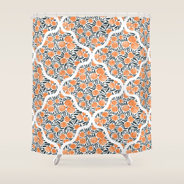 Tangerine Lattice Dreams Shower Curtain Gallery Image 1