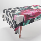 Vintage black white pink floral cheetah animal print Tablecloth Gallery Image 1