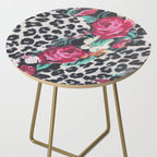 Vintage black white pink floral cheetah animal print Side Table Gallery Image 2