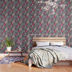 Vintage black white pink floral cheetah animal print Wallpaper Gallery Image 3