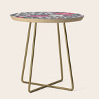 Vintage black white pink floral cheetah animal print Side Table Gallery Image 1