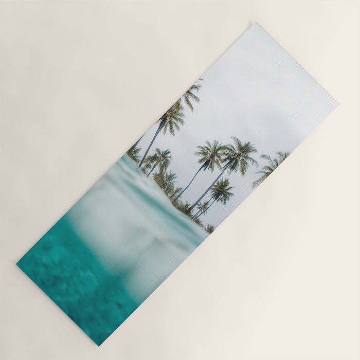 Split View Paradise - Ocean and Palm Tree Wall Art Yoga Mat Gallery Image 1