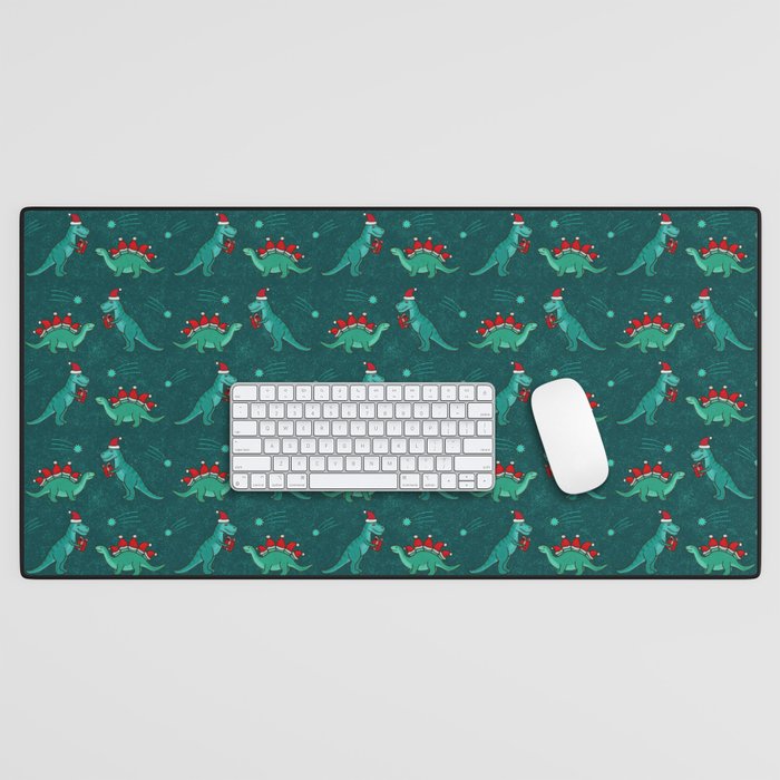 Cute Christmas Dinosaurs Dinos Dinosaur Desk Mat Gallery Image 1