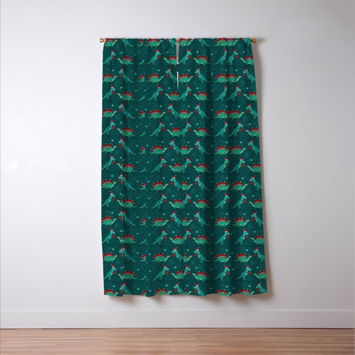 Cute Christmas Dinosaurs Dinos Dinosaur Window Curtain Gallery Image 3
