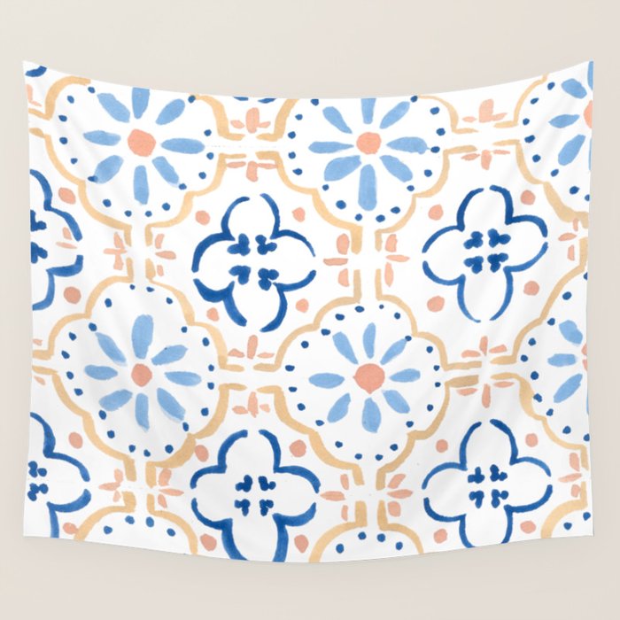 Blue Tiles Wall Tapestry Gallery Image 1
