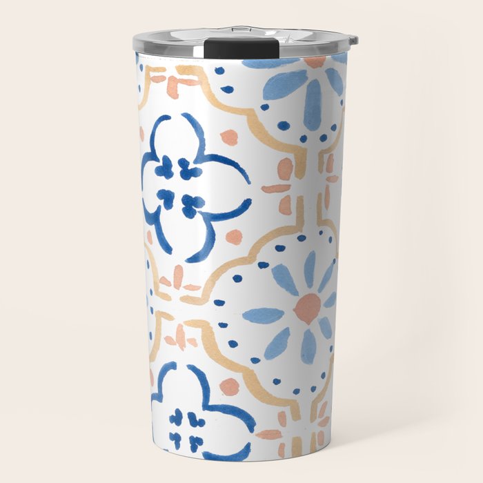 Blue Tiles Travel Mug Gallery Image 1