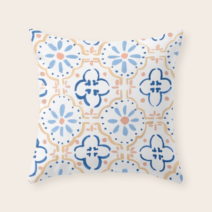 Blue Tiles Throw Pillow Gallery Image 6