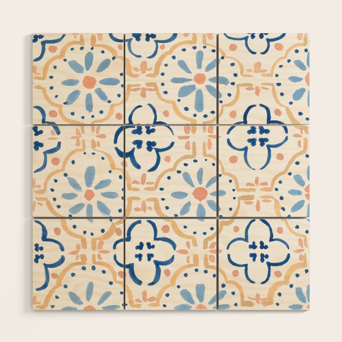 Blue Tiles Wood Wall Art Gallery Image 1