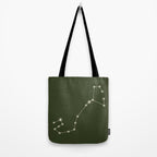 Scorpio Zodiac Star Constellation Line Art Moss Green Tote Bag Gallery Image 2
