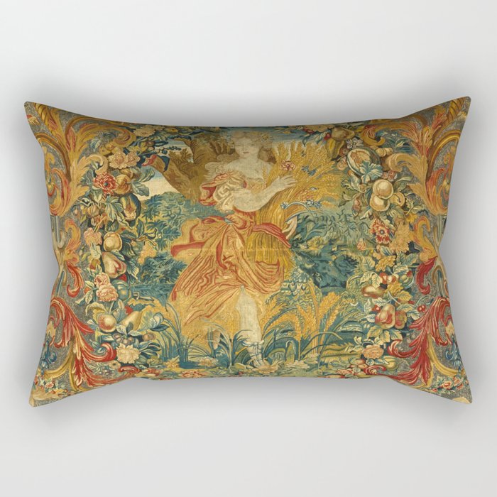Vintage Embroidery Tapestry- Seasons of Elements Summer Rectangular Pillow Gallery Image 2