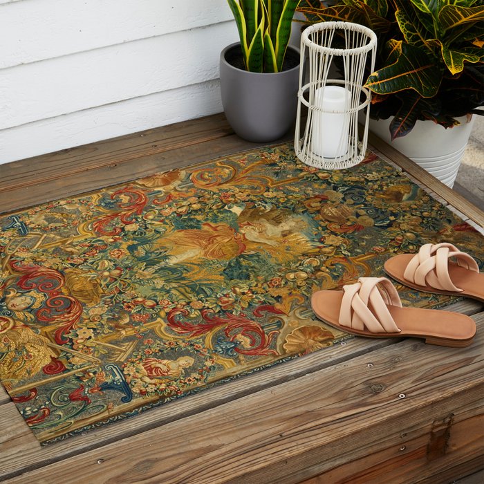 Vintage Embroidery Tapestry- Seasons of Elements Summer Outdoor Rug Gallery Image 2