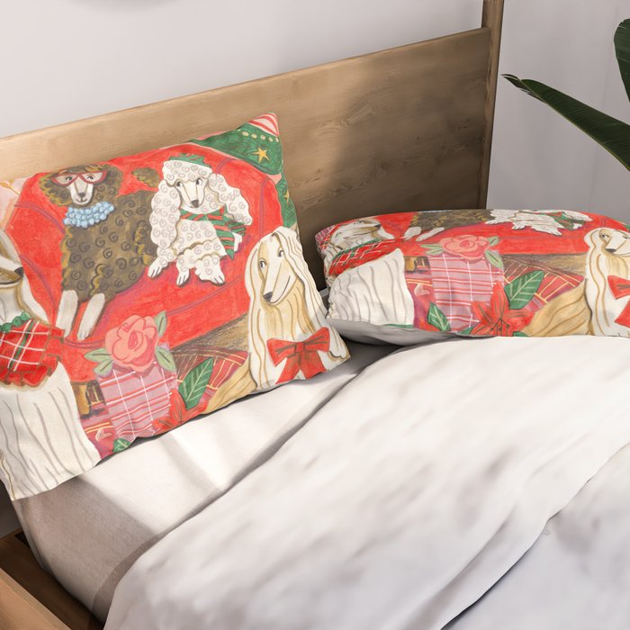 Dogs in cosy living room in bright colours Pillow Sham Gallery Image 2
