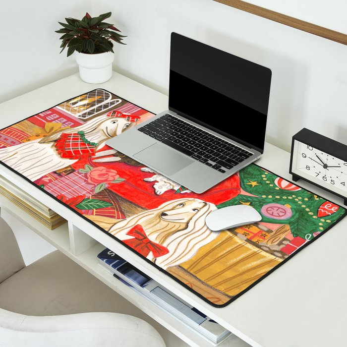 Dogs in cosy living room in bright colours Desk Mat Gallery Image 2