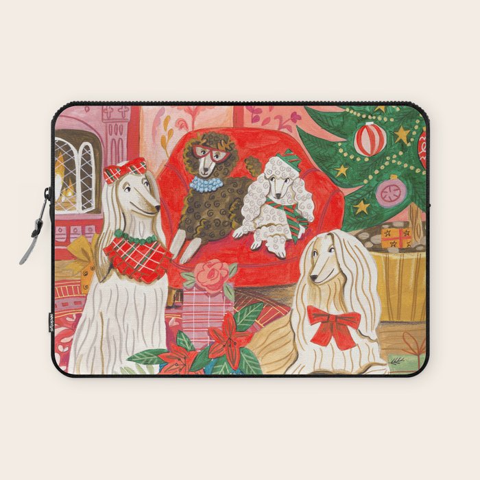 Dogs in cosy living room in bright colours Laptop Sleeve Gallery Image 1